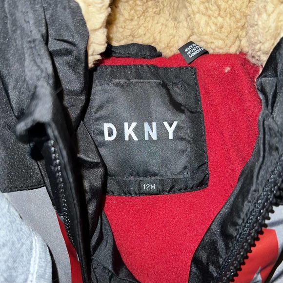 Baby Boys' Puffer Jacket By DKNY | Black/Gray| Size: 12M - Picture 4 of 4
